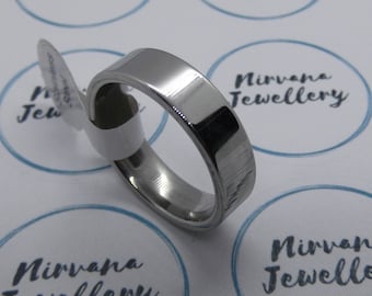Silver Stainless Steel band ring (6mm wide) - Free UK Shipping