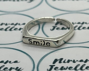 Adjustable Smile Ring, Smiley Face Ring, Happy Ring