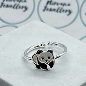 Adjustable Dainty Panda Ring Panda Bear Ring