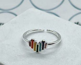 Adjustable Dainty Pride Ring, Pride Heart Ring, LGBTQ Ring