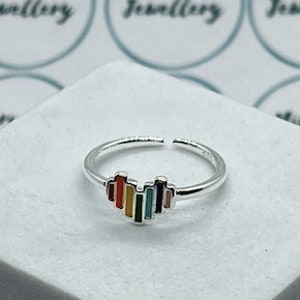 Adjustable Dainty Pride Ring, Pride Heart Ring, LGBTQ Ring