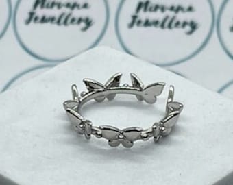 Adjustable Dainty Butterfly Ring