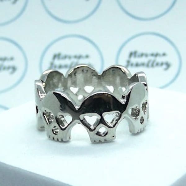 Skull Ring, Stackable Skull Band Ring