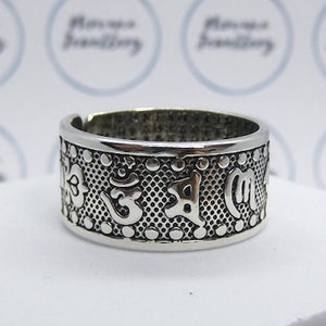 Adjustable Six Word Mantra Ring, Om Mani Padme Hum Ring
