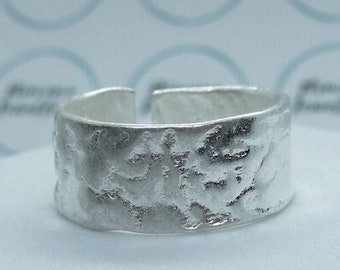 Anillo martillado ajustable, anillo texturizado