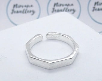 Adjustable Geometric Hexagon Ring