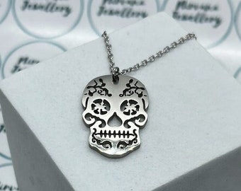 Candy Skull Necklace, Sugar Skull Necklace, Dainty Necklace