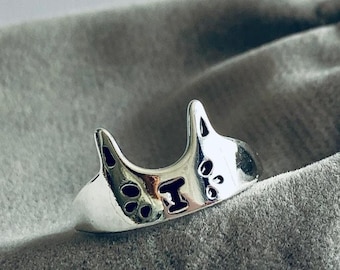 Adjustable Cat Ring, Stackable Cat Ring, Kitty Ring