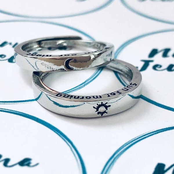 Zilveren zonring, maanring, stapelbare ring, sierlijke ring, hemelse ring, verstelbare ring, omvangrijke ring, minimalistische ring