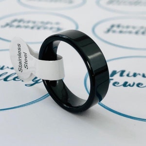 Black Stainless Steel band ring 6mm wide Free UK Shipping image 1