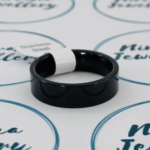 Black Stainless Steel band ring 6mm wide Free UK Shipping zdjęcie 2