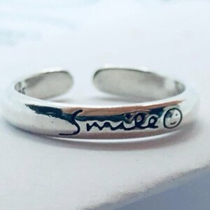 Adjustable Smile Ring, Smiley Face Ring, Happy Ring