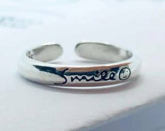 Adjustable Smile Ring, Smiley Face Ring, Happy Ring