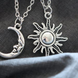 Sun and Moon Necklace Set, Lunar Necklace, Sun Necklace, 2 Piece Set