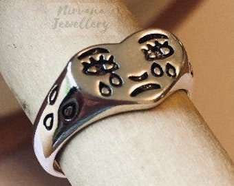 Crying Face Ring, Tears Ring, Adjustable Ring, Sizeable Ring, Adjustable