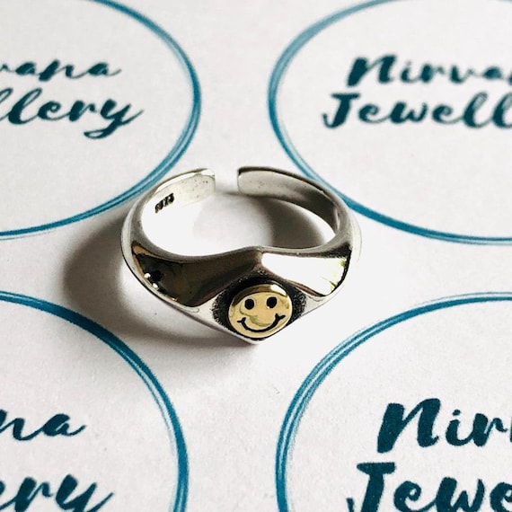 Etsy smiley 2024 face ring