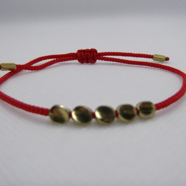 Handmade Tibetan Buddhist Red Thread & Copper Bead Bracelet, Buddhist Bracelet, Meditation Bracelet, Yoga Bracelet