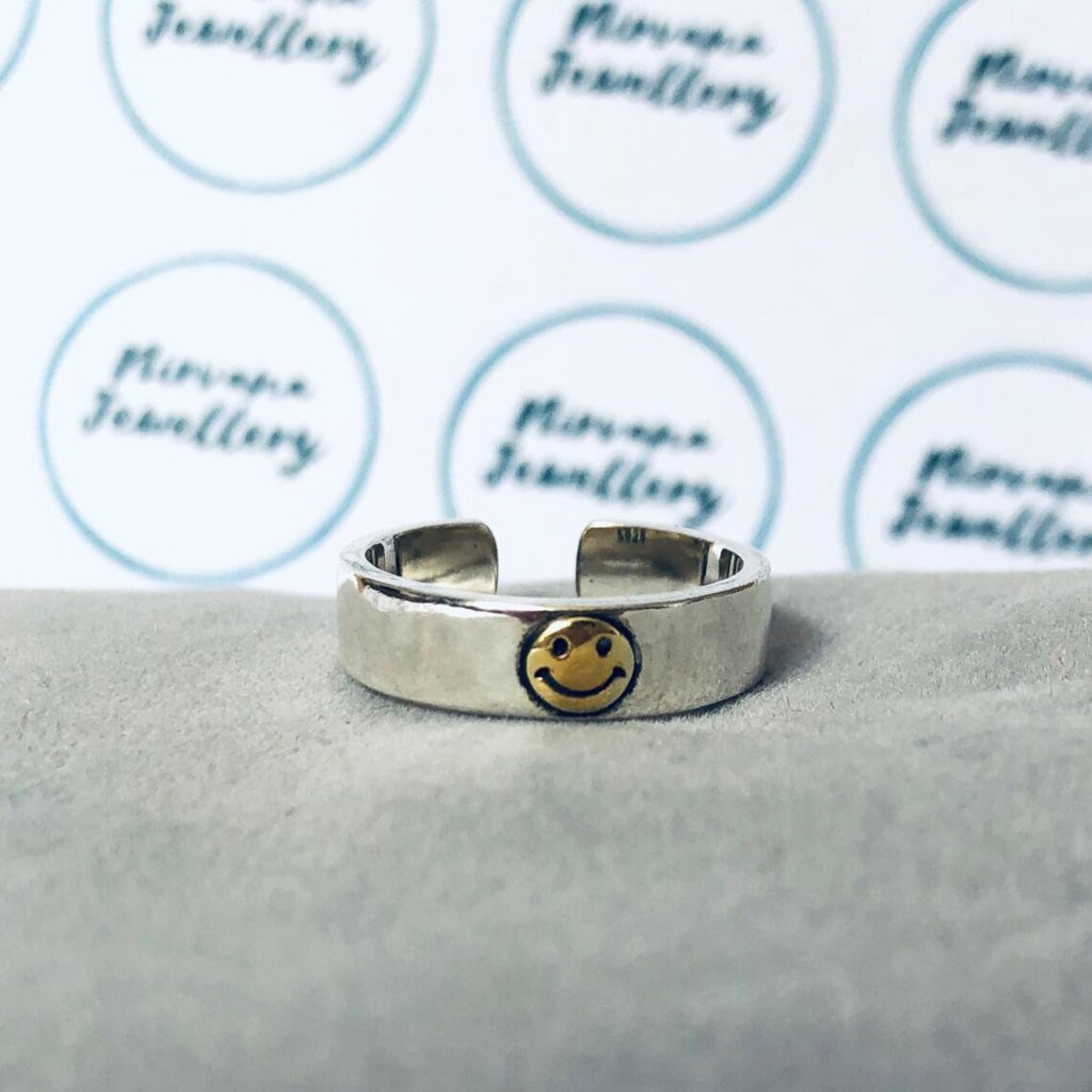 Silver Smiley Face Ring Stackable Smiley Face Ring Emoji Etsy UK