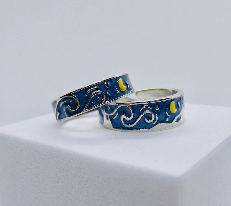 Adjustable Starry Night Van Gogh Style Ring 