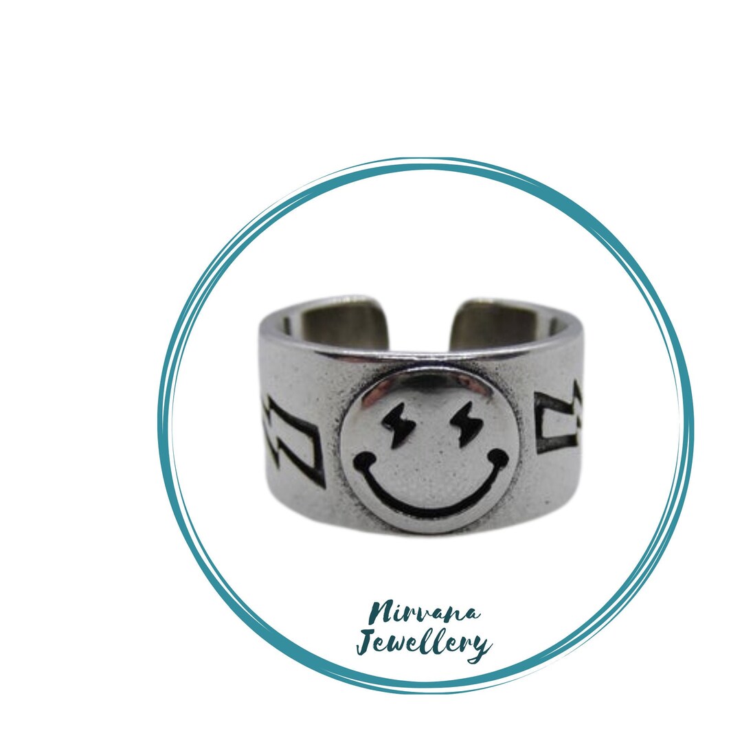 Smiley Face Ring Stackable Smiley Face Ring Emoji Ring Etsy UK