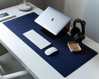 Tappetino da scrivania in feltro blu navy, accessori per tastiera, tappetino per mouse blu, grazioso tappetino da scrivania, accessori per scrivania, tappetino per mouse per insegnanti, regalo per un amico