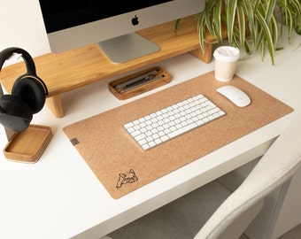Custom felt desk mat, personalized desk mat aesthetic, large desk pad, felt custom mousepad, neutral desk mat