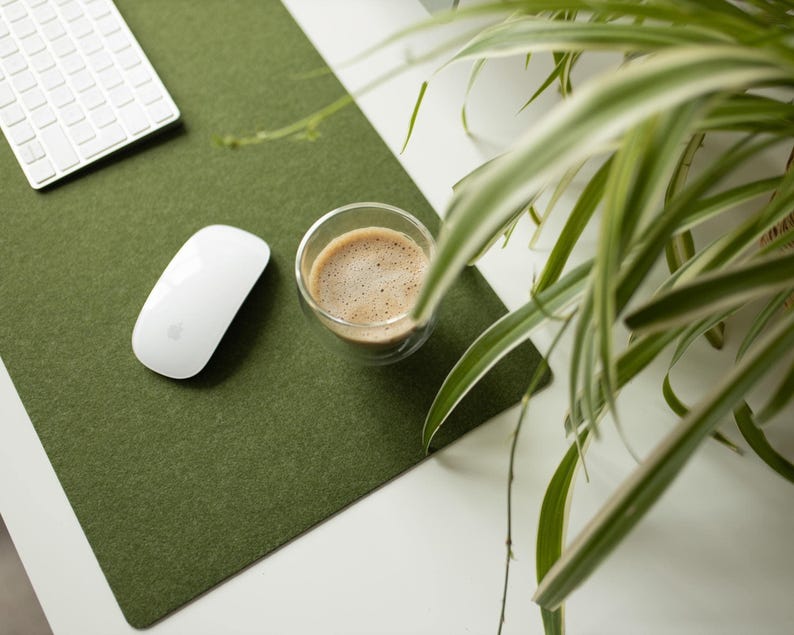 Felt Desk Mat, Sage Green Mousepad, Cozy Desk Accessories, Keyboard Mat, Aesthetic Mousepad, Green Mousepad, Work Bestie Gift image 11