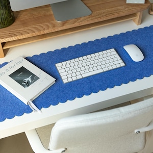 Felt Desk Mat, Scalloped Edges Desk Mat, Desktop Accessories, Large Mouse Pad, Aesthetic Desk Decor, Pastel Desk Mat, Work Bestie Gift image 10