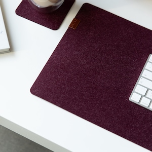 Felt Desk Mat, Burgundy Mouse Pad, Girly Desk Decor, Cute Mousepad, Cozy Desk Accessories, Pink Desk Mat, Aesthetic Desk Mat, Sister Gift