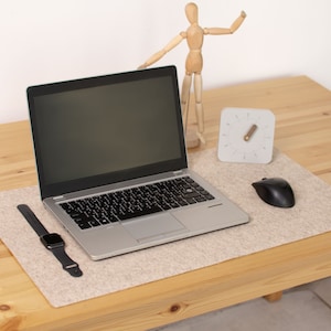 Felt desk pad, custom felt desk mat, office desk accessories, large mousepad, keyboard mat, table protector Beige