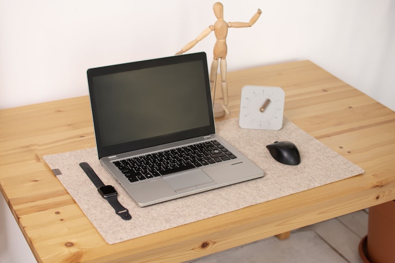 Felt desk pad, custom felt desk mat, office desk accessories, large mousepad, keyboard mat, table protector Beige