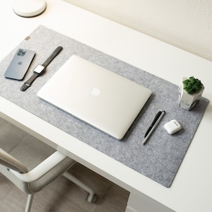 Felt Desk Mat, Grey Keyboard Pad, Office Decor, Office Desk Mat, Work Desk Decor Large Mousepad Desk Mat Grey Congratulation Gift For Friend
