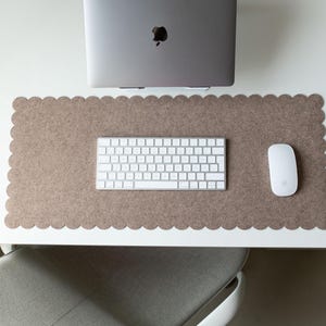 Felt Desk Mat, Scalloped Edges Office Desk Mat, Aesthetic Desk Pad, Christmas Gift For Coworker, Desktop Accessories, Pastel Desk Mat image 4