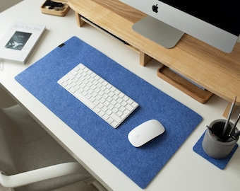 Felt Desk Mat Unique Blue Mousepad Computer Desk Pad For Office Desk Keyboard Felt Mat Thank You Gift For Coworker Desk Mat Aesthetic