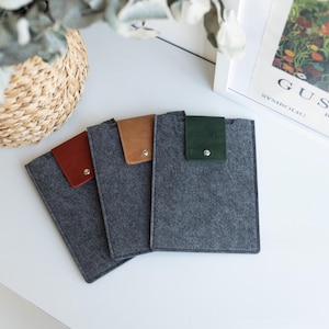 iPad Case, Leather With Felt iPad Sleeve, iPad Pro Case, Tablet Accessories, iPad Air Case, Travel Accessories For Tablet, Friendship Gifts