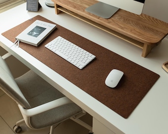 Large Desk Mat, Extended Brown Mousepad, Office Felt Desk Mat, Desk Accessories, Large Mouse Pad, Office Supplies, Programmer Gift