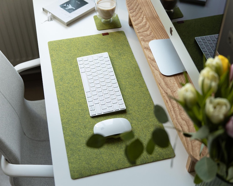 Felt Desk Mat, Sage Green Mousepad, Cozy Desk Accessories, Keyboard Mat, Aesthetic Mousepad, Green Mousepad, Work Bestie Gift image 8