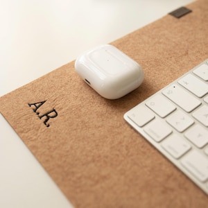 Custom felt desk mat, personalized desk mat aesthetic, large desk pad, felt custom mousepad, neutral desk mat