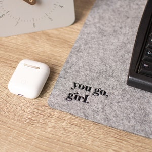 Custom felt desk mat, personalized desk mat aesthetic, large custom mousepad, office desk accessories for women