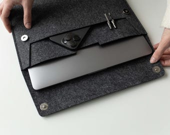 Housse en feutrine pour ordinateur portable, étui pour Macbook, accessoires pour ordinateur portable, housse en feutrine pour Macbook, étui gris pour ordinateur portable, accessoires pour Macbook, cadeau pour meilleure amie