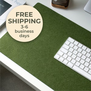 Felt Desk Mat, Keyboard Accessories, Mousepad Felt, Cute Green Desk Mat, Desk Accessories, Desk Mouse Pad, Corporate Gift For Coworker
