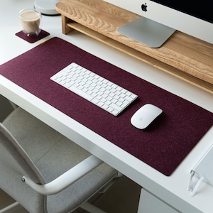 Felt Desk Mat, Burgundy Mousepad, Cozy Desk Accessories, Aesthetic Desk Mat, Pink Desk Mat, Girly Mouse Pad, Work Desk Decor, Cozy Gifts