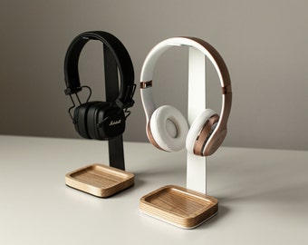 Custom headphone stand wood, office desk accessories, headphone organizer, headset stand, headphone holder