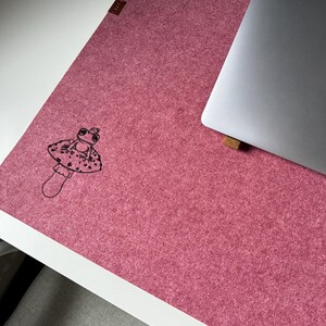 Cottagecore Desk Mat Custom Felt Mouse Pad Green Desk Mat With Frogs Embroidery PC Desk Accessories Cottagecore Decor Cozy Gifts Pink