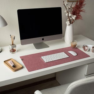 Custom felt desk mat pink, pink mousepad, felt custom size desk pad, personalized large desk mat aesthetic, keyboard mat