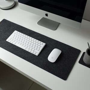Felt Desk Mat, Gray Keyboard Mat, Computer Accessories, Desk Mats, Aesthetic Desk Decor, Felt Mousepad, Gifts For Friend image 3