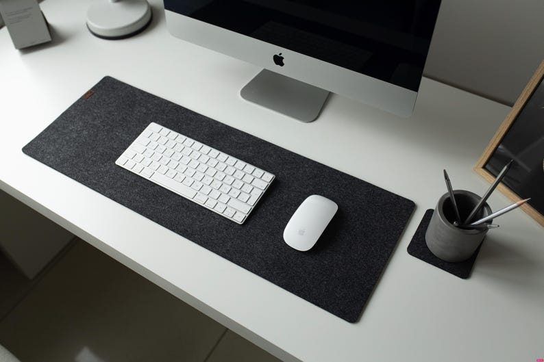 Felt Desk Mat, Gray Keyboard Mat, Computer Accessories, Desk Mats, Aesthetic Desk Decor, Felt Mousepad, Gifts For Friend image 3