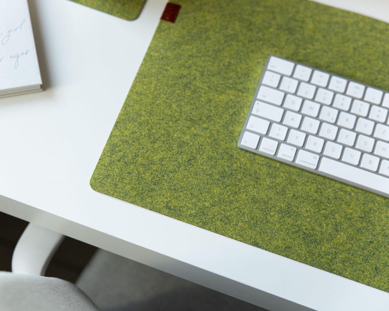 Felt Desk Mat, Sage Green Mousepad, Cozy Desk Accessories, Keyboard Mat, Aesthetic Mousepad, Green Mousepad, Work Bestie Gift Forest green