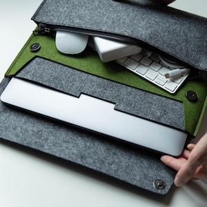 Laptop Sleeve With Battery Holder, Custom size Felt Laptop Sleeve, Programmer Gift