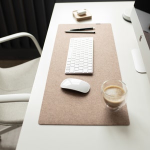 Felt desk pad beige, pastel cream custom desk mat, keyboard mat, large desktop mat, personalized neutral mouse pad, desk decor aesthetic